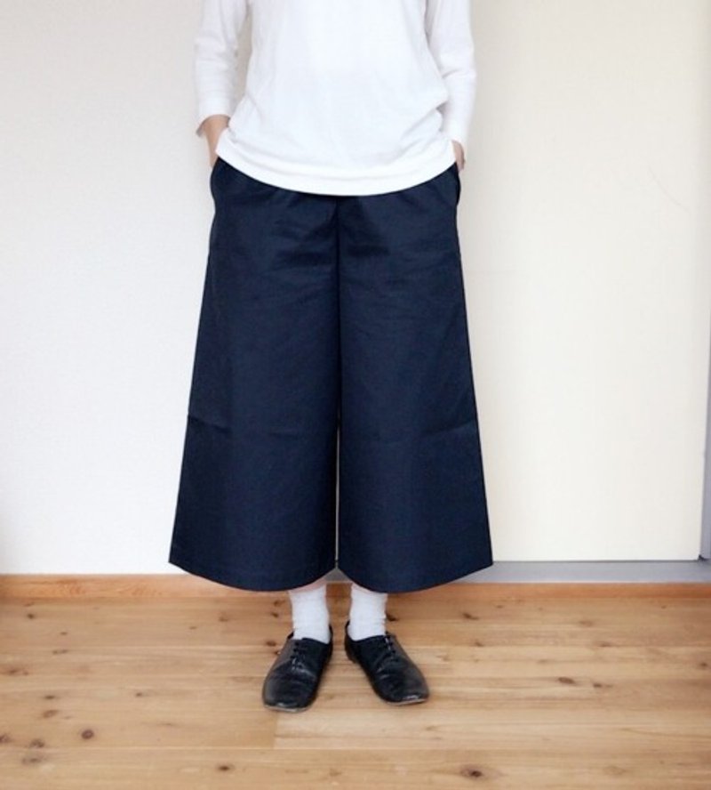 Pinkoi Proxy Purchase - Navy Cotton Wide Pants, 8/10 Length - Women's Pants - Cotton & Hemp 