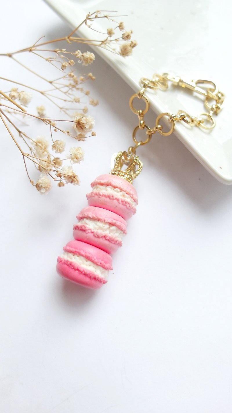 *Welfare / Display*Jacker three-layer macaron bag hanging key ring Japanese clay - Keychains - Clay Pink