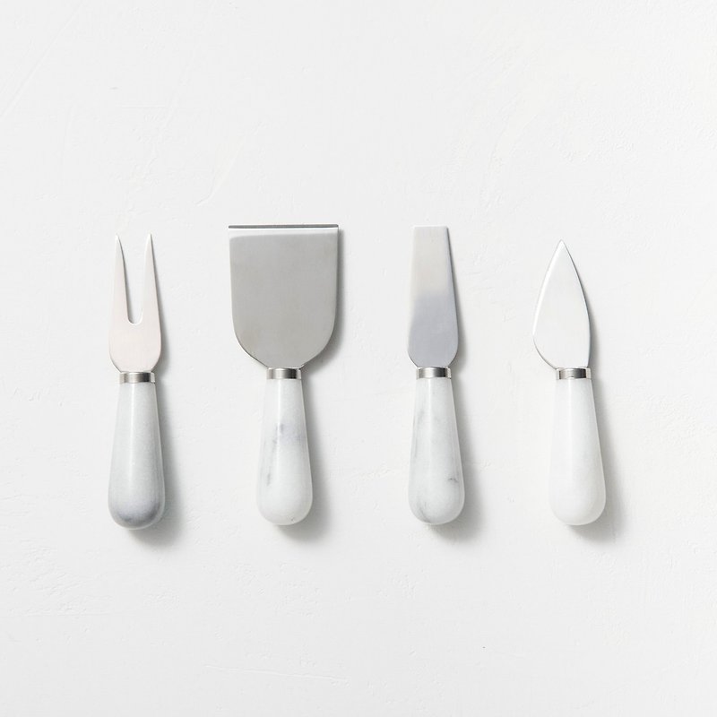 大理石のナイフとフォークの4ピースグループ - カトラリー - 石 ホワイト