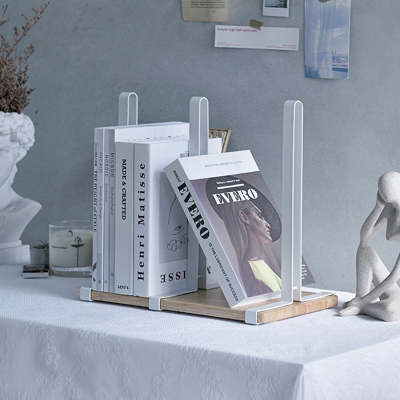 【Sim'n Coz】Wood Grain Bookshelf/Magazine Storage Rack (White) - ชั้นวางหนังสือ - ไม้ ขาว
