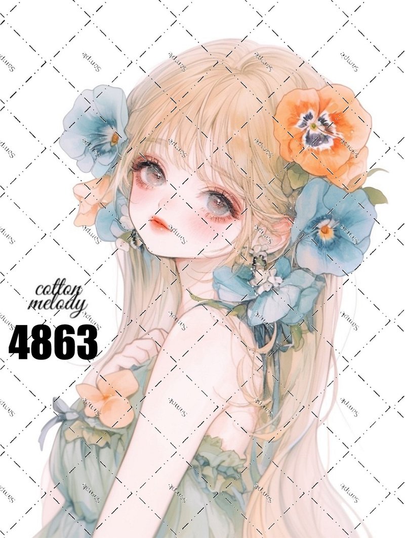 original sticker no.4863 人物ステッカー オリジナルステッカー オリジナル人物ステッカー 装飾ステッカー cotton melody - 貼紙 - 紙 