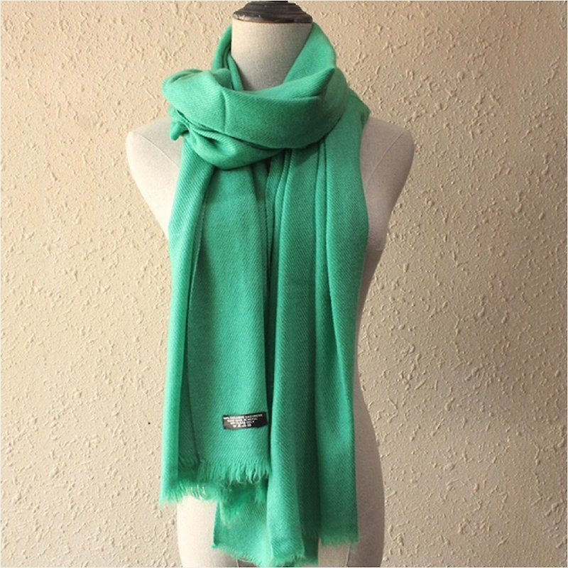Nepal Cashmere Cashmere Scarf / Shawl Handmade Christmas Gift - Knit Scarves & Wraps - Wool Green