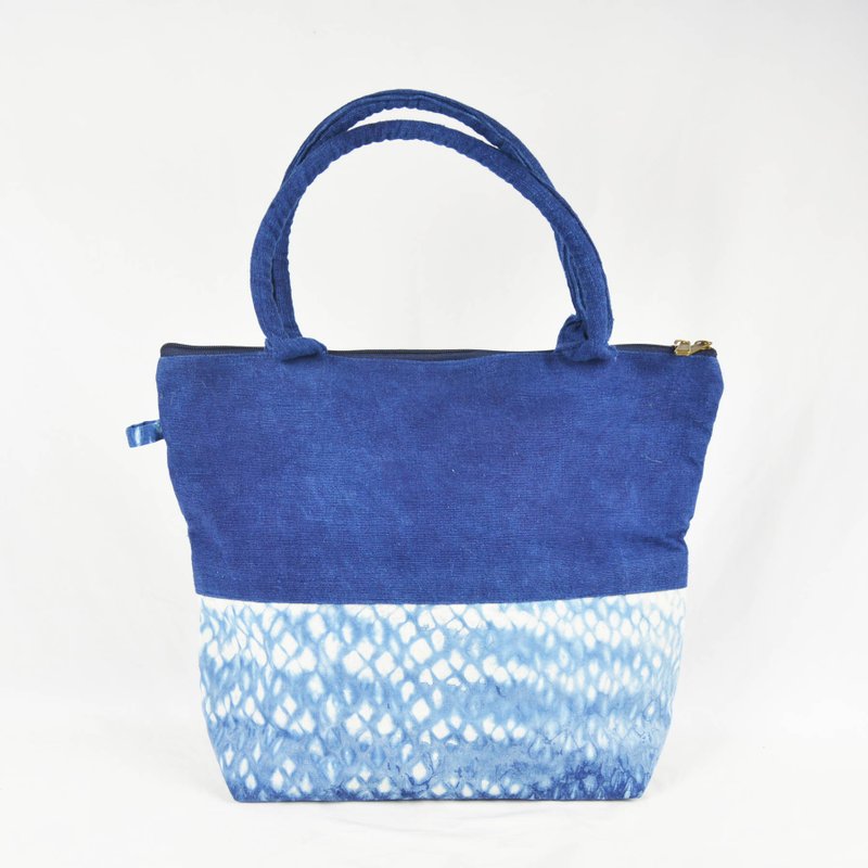 Aizen handbag _ fair trade - กระเป๋าถือ - ผ้าฝ้าย/ผ้าลินิน สีน้ำเงิน