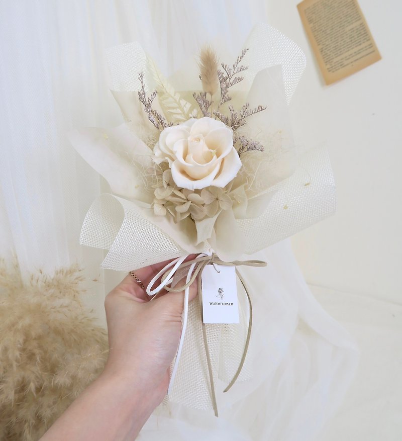 [Customized Gift] Eternal Life Bouquet - Creamy Beige Korean Bouquet | Valentine&#39;s Day Gift/Drying