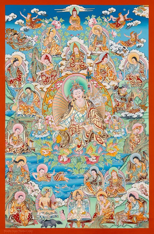 祝福された 25 のグル タンカ画、壁アート - ショップ Boudha