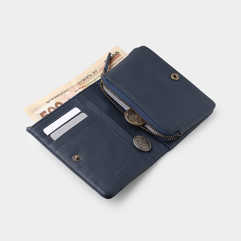 pinsel wallet : navy - กระเป๋าสตางค์ - หนังแท้ สีน้ำเงิน