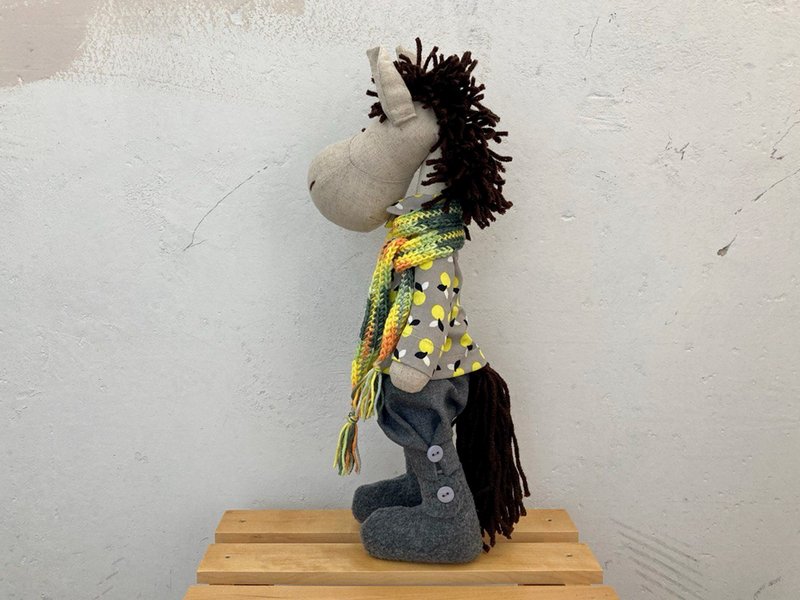Handmade Horse Toy, Gift for boy, brother, friend - 寶寶/兒童玩具/玩偶 - 亞麻 灰色