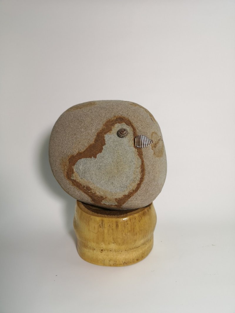 -小雞- 石頭藝品 原石擺飾 石頭擺飾品 手作藝品 石頭擺件 - 擺飾/家飾品 - 石頭 咖啡色