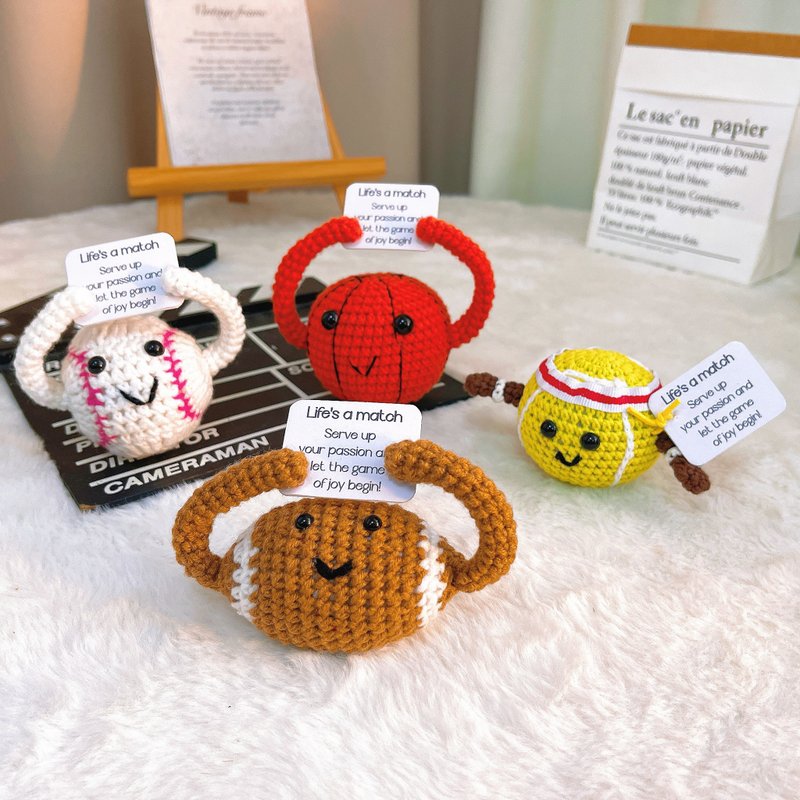 手工編織運動球鑰匙扣 - 公仔/玩偶 - 繡線 