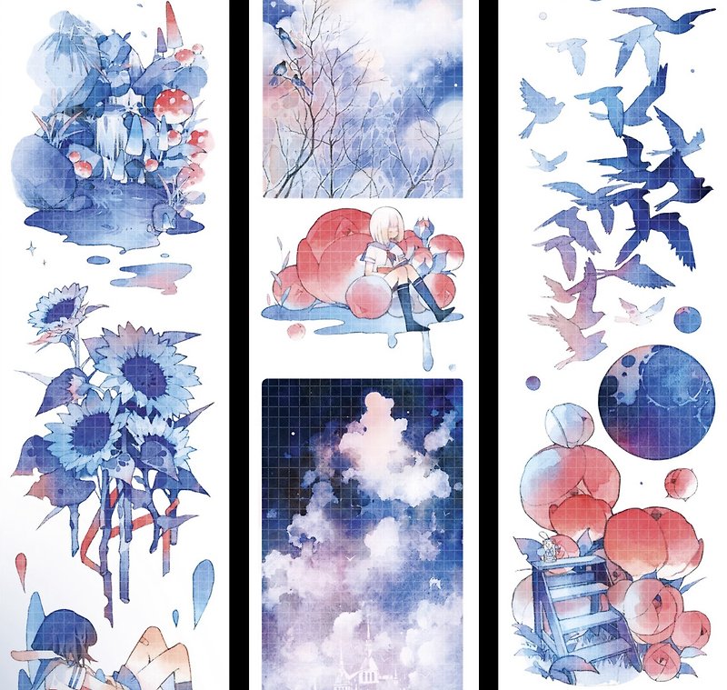 藍色夢境 夏の夢 PET 紙膠帶 虹光 10米卷 - 紙膠帶 - 其他材質 藍色