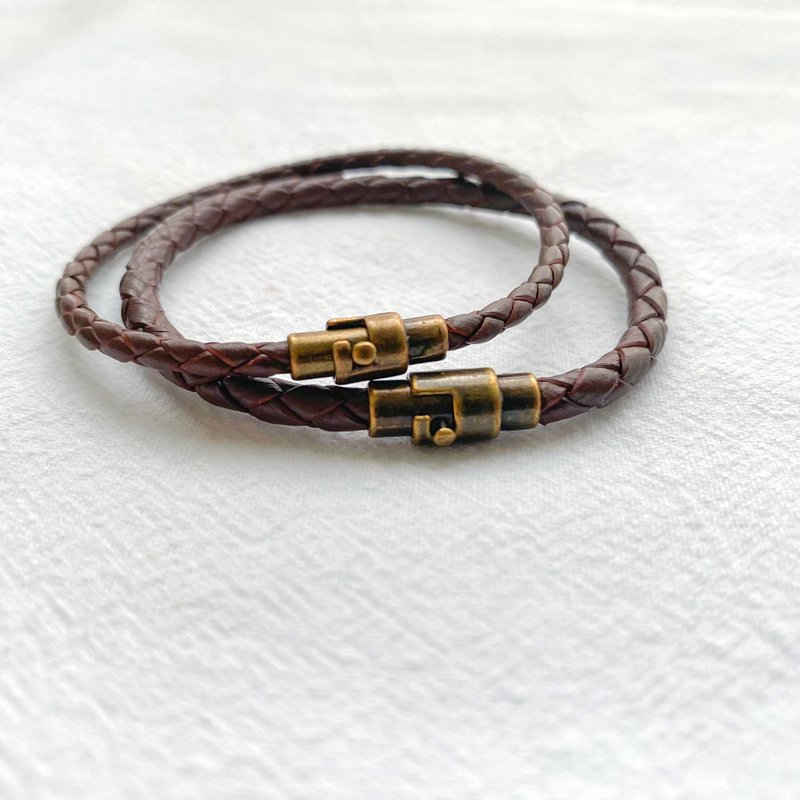 可可棕 | 棕色 | 皮繩手環 - 手鍊/手環 - 真皮 咖啡色