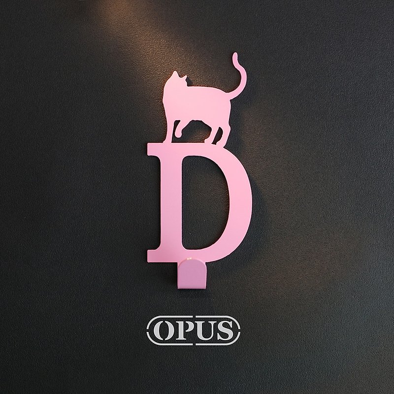 [OPUS Dongqi Metalworking] When a cat meets the letter D-hook (pink)/wall decoration hook/furniture hanger/life storage/hanger/shape hook/no trace/HO-ca10-D(P)