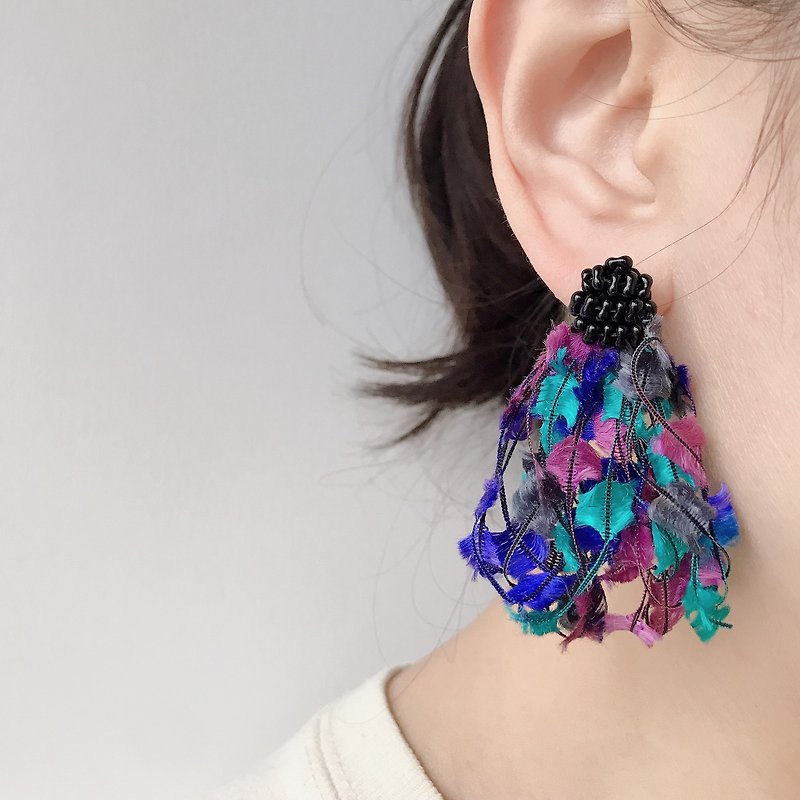 Pansy purple* [Lalobe] - Earrings & Clip-ons - Other Materials Purple