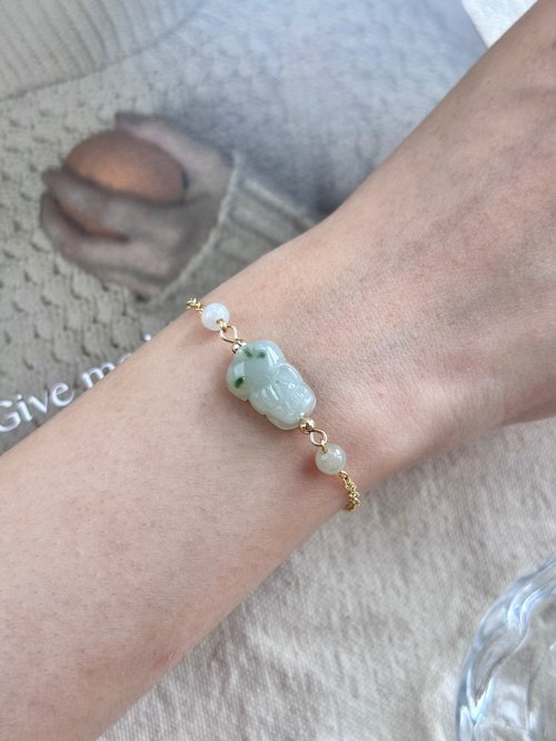 翡翠設計館 / 賞翠•玩翠 EXE Jewelry 冰飄花貔貅14K包金手鍊  |天然緬甸翡翠