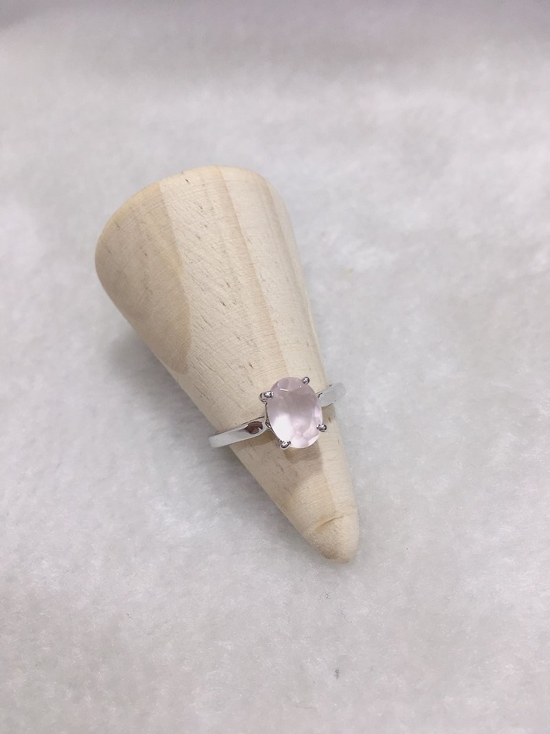 切面 粉水晶 戒指 抓鑲 簡約款 印度製 - 戒指 - 寶石 