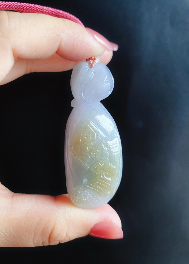天然緬甸玉翡翠 質地細膩 淡紫錢袋 水頭好 招財 守財 項鍊 禮物 - 長項鍊 - 玉石 紫色