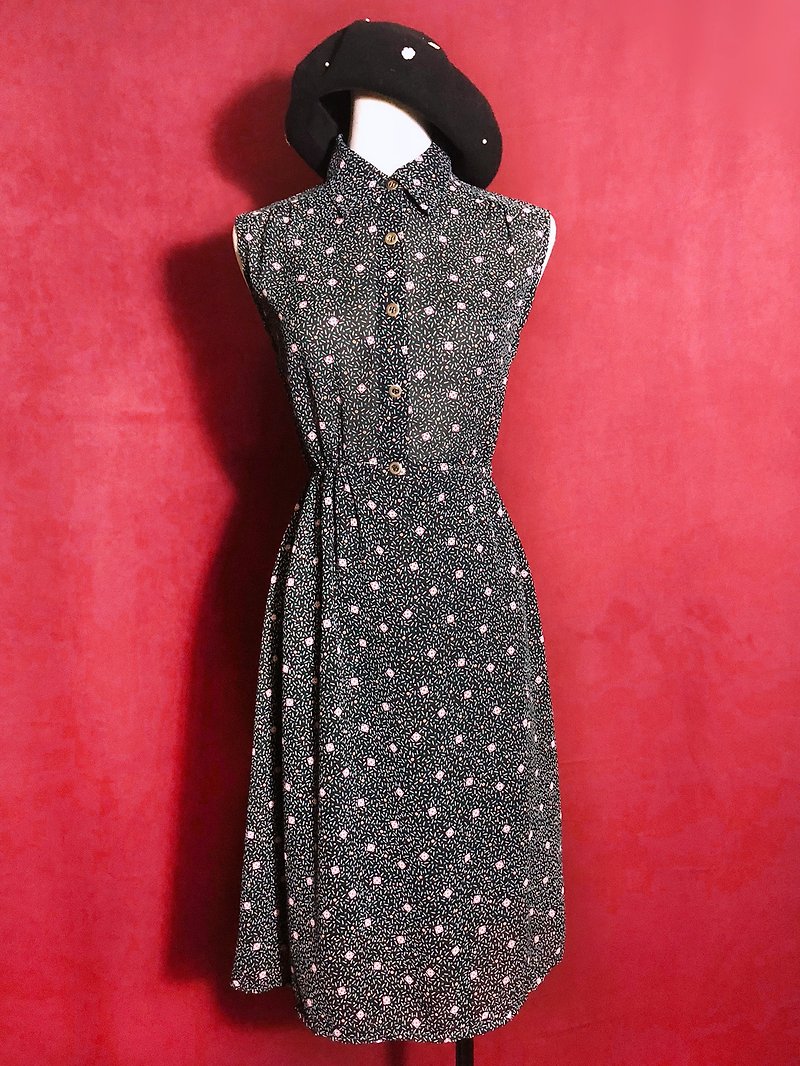Totem sleeveless vintage dress / brought back to VINTAGE abroad - One Piece Dresses - Polyester Black