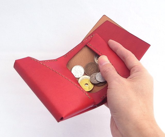 Mini Wallet using Sappan Wood(すおう) Dyed Leather【chotof/ちょと