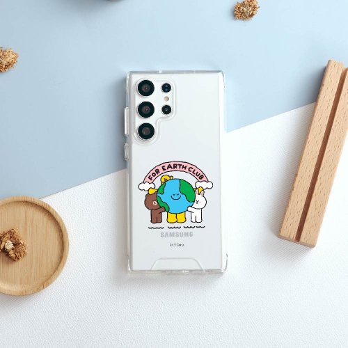 TOYSELECT LINE FRIENDS Earth-擁抱地球防摔透明SAMSUNG手機殼