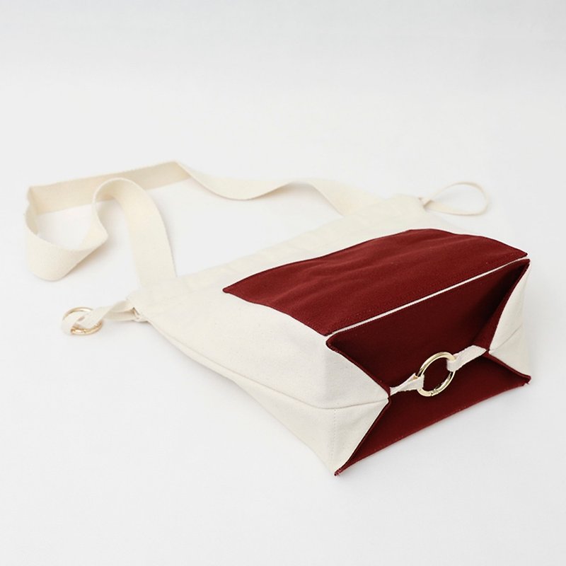 CEMY [Burgundy Wine Red] Tote-Fold bag C35 - กระเป๋าถือ - ผ้าฝ้าย/ผ้าลินิน 