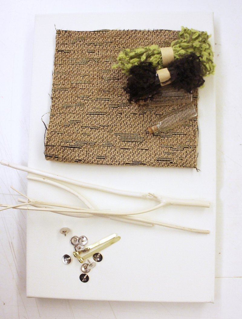 Wood marks-material package - Knitting, Embroidery, Felted Wool & Sewing - Cotton & Hemp Brown