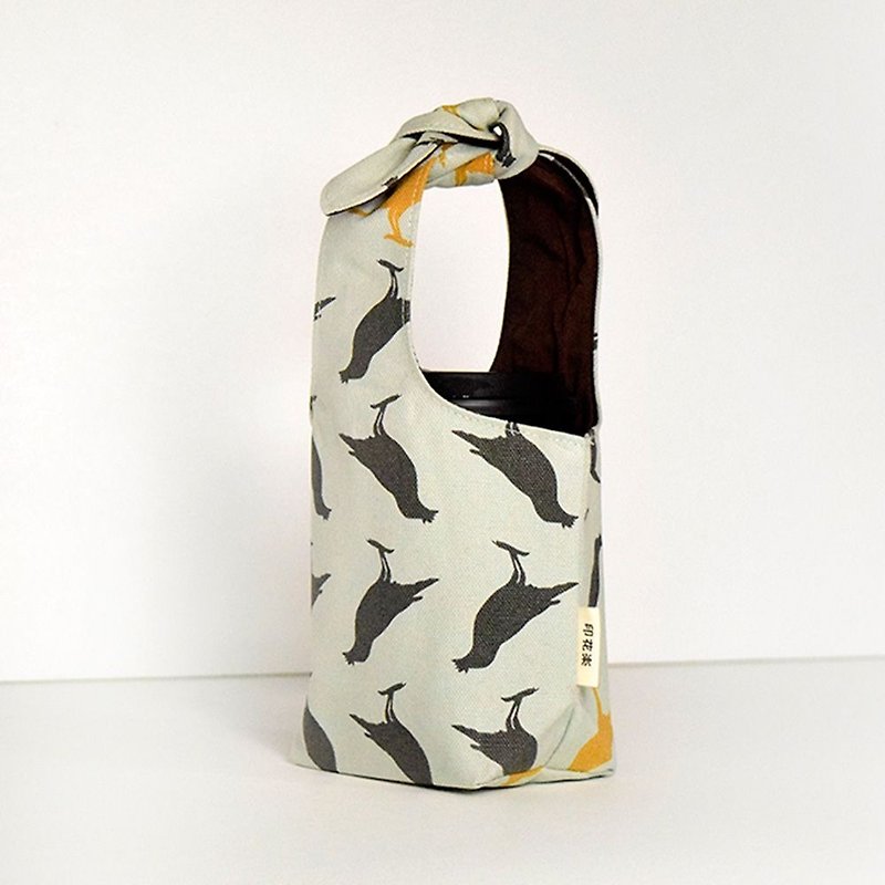 "Fatty Rabbit" Bottle Holder / Crested Myna No.5 / Mineral Grey - ถุงใส่กระติกนำ้ - ผ้าฝ้าย/ผ้าลินิน 