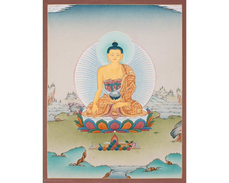 神聖的釋迦牟尼唐卡 - 壁貼/牆壁裝飾 - 其他材質 多色