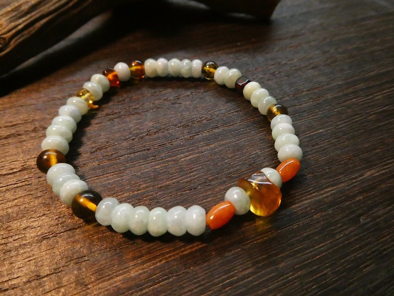 Jingjing Workshop*Love2hm 【Glutinous】-A goods jade/red jade amber Wax design bracelet