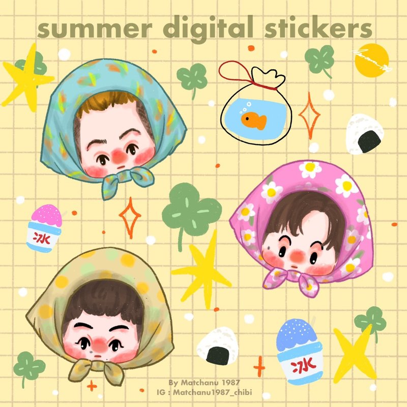 Digital stickers - Summer boys (png.files) Personal use rights - 電腦手機桌布/貼圖/App 圖示 - 其他材質 