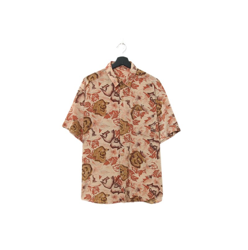 Back to Green-絲滑花襯衫 楓葉色 秋日sw-06/vintage shirts - 男襯衫/休閒襯衫 - 聚酯纖維 