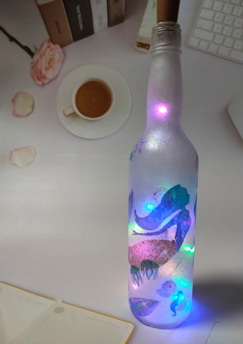 Colorful mermaid-  decoration / lighting / Healing Bottle Lamp - Items for Display - Glass 