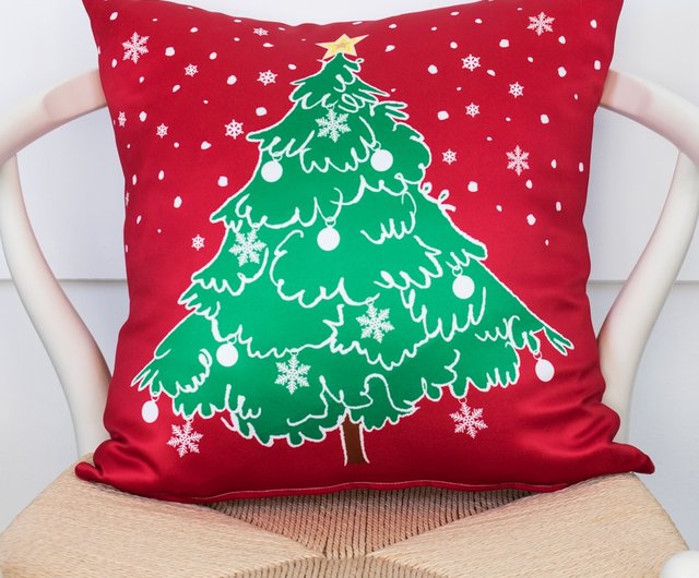 Christmas tree pillow classic red 45cmX45cm Shop homexidecor Pillows Cushions Pinkoi