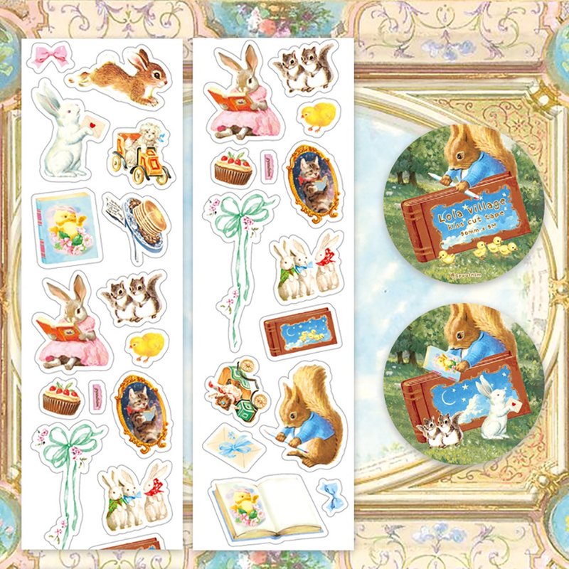 Lola village kiss cut tape - 紙膠帶/和紙/PET - 紙 