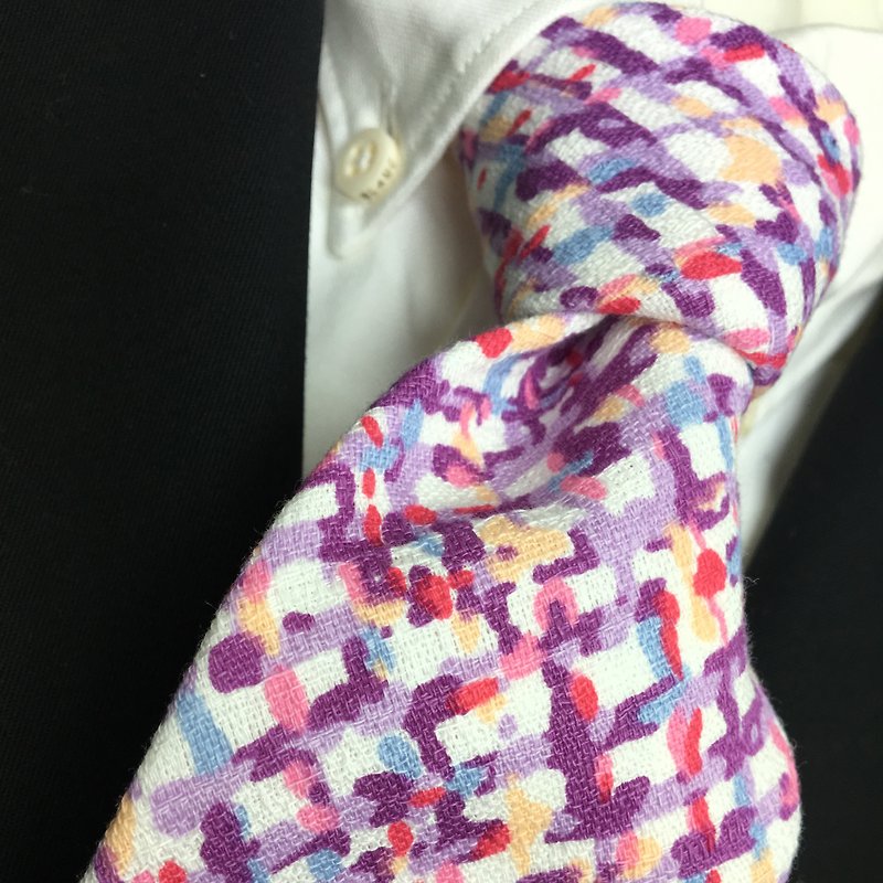 Japanese festival pattern tie Purple - Ties & Tie Clips - Cotton & Hemp Purple
