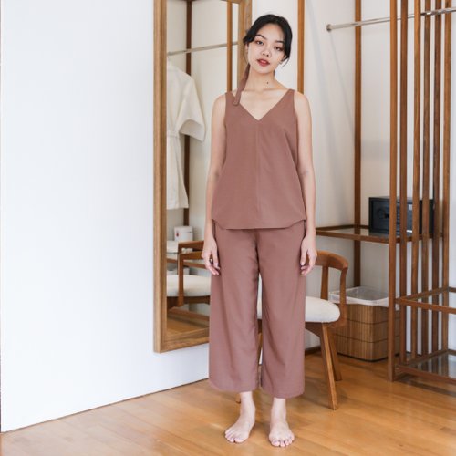 holme Heima set 義大利真絲褲套裝 : 可可棕 / 便服