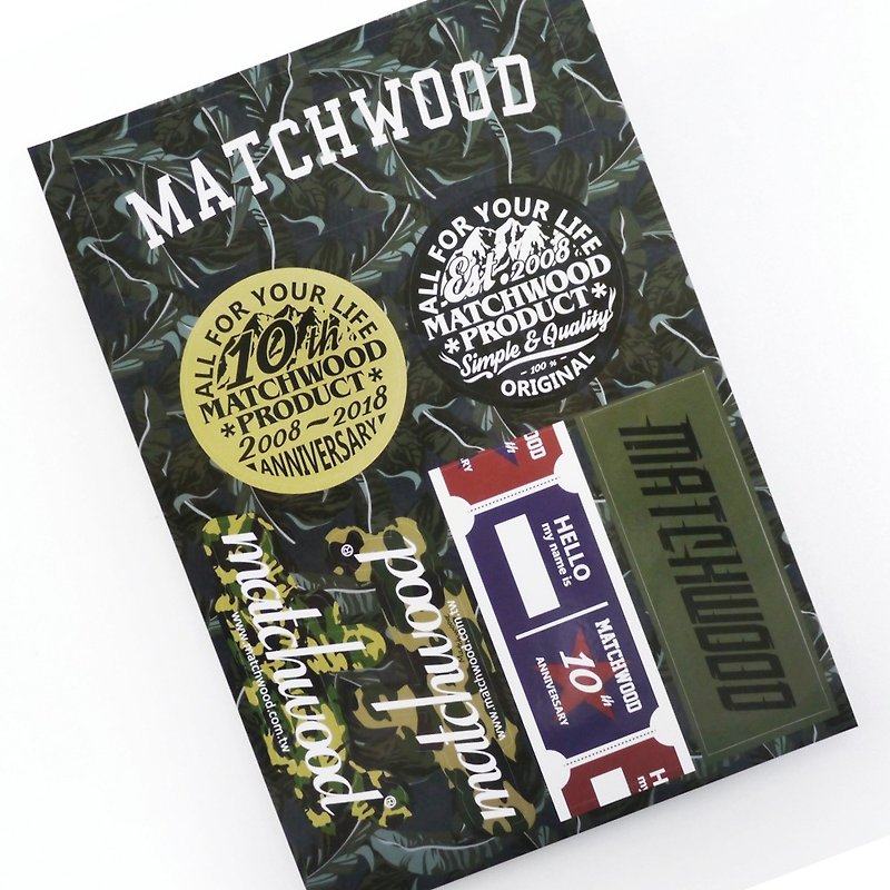 Matchwood design Matchwood 10th sticker Matchwood 10th anniversary limited waterproof sticker set (7 small pieces) - สติกเกอร์ - กระดาษ สีดำ
