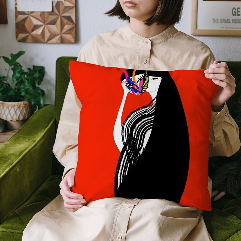 The mask pillow - หมอน - ผ้าฝ้าย/ผ้าลินิน สีแดง