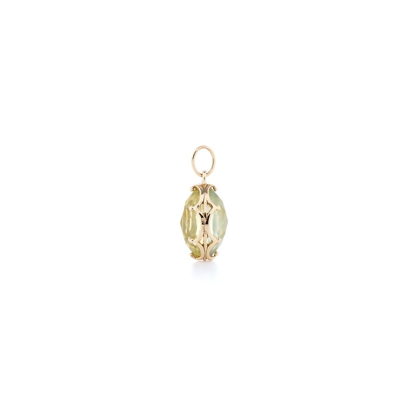 【sowi】Grape Stone x Lemon Quartz Charm - Earrings & Clip-ons - Other Metals Gold