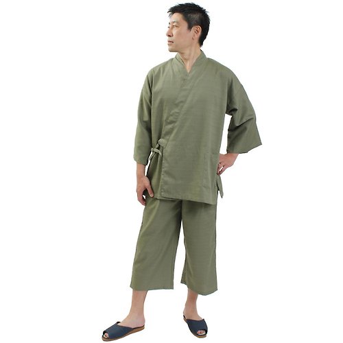 fuukakimono 日本 和服 男性用 作務衣 套裝 日式 休閒 室內服 甚平 睡衣