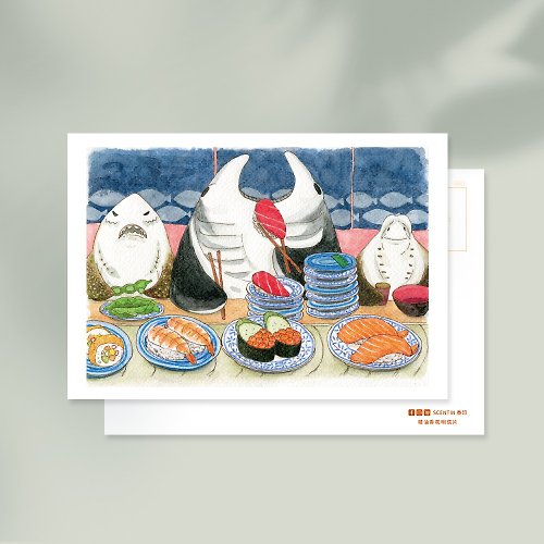ScentIn 香印 【精油香氛明信片】魟魚吃壽司(沁涼海洋香)