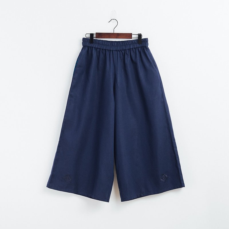 Wide Leg Trouser/Multi-color/Linen Beige - Women's Pants - Cotton & Hemp Blue