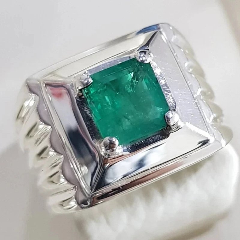 Natural Panjsher Afghanistan Emerald rings Mens Emerald rings Emerald cut gifts - 戒指 - 寶石 綠色