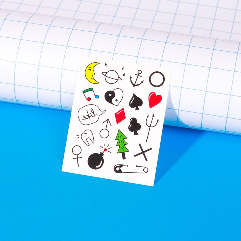 紋身貼紙三套組 / 恐龍 符號 幾何學 - 紋身貼紙/刺青貼紙 - 紙 多色