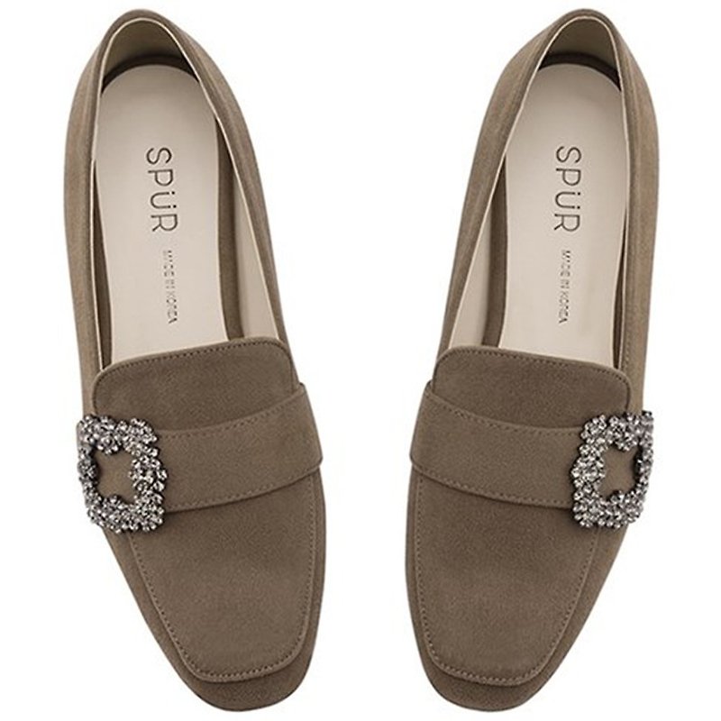 PRE-ORDER SPUR  jeweled loafer OF9034 DARK BEIGE - รองเท้าอ็อกฟอร์ดผู้หญิง - วัสดุอื่นๆ 