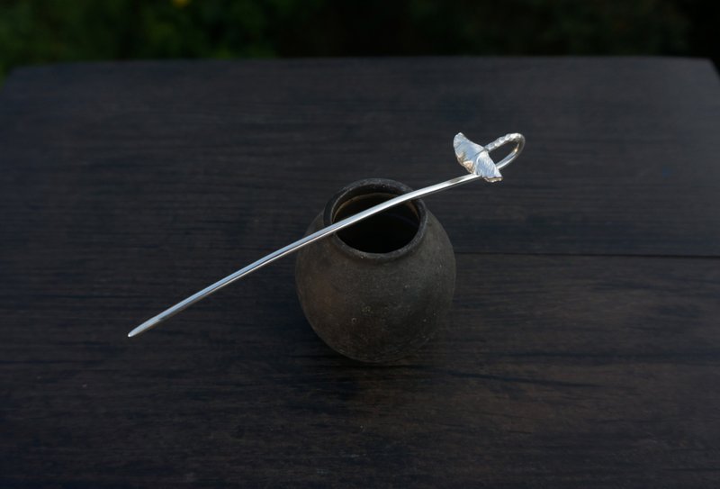 溪山手作 手工純銀藝術荷葉殘荷髮簪茶針飾品 - 髮箍/髮帶 - 純銀 
