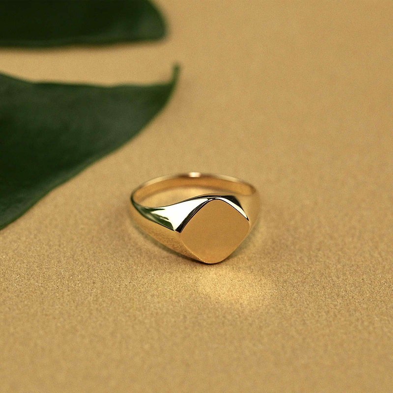 【Purplemay jewellery】14K SOLID GOLD RHOMBUS SIGNET RING - R174