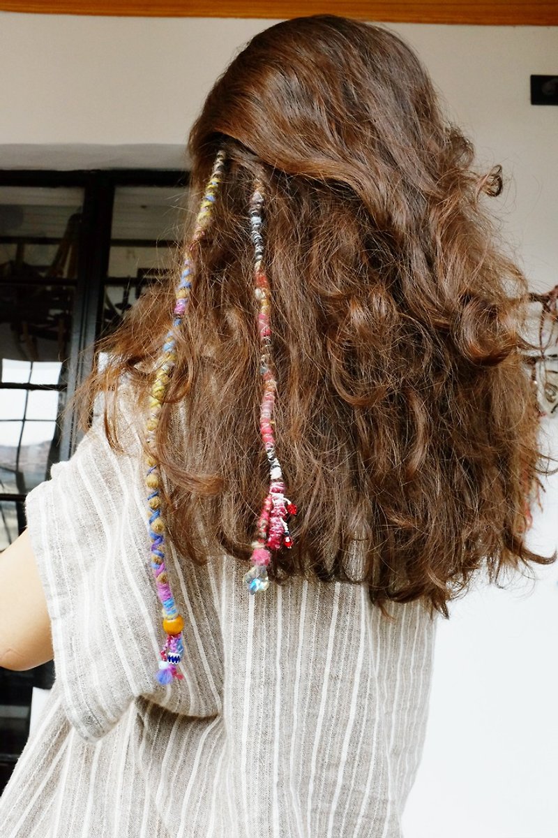 Gypsy wire wrap 30cm/46cm dreadlocks extension/ hair accessory/hippies - Hair Accessories - Wool Multicolor