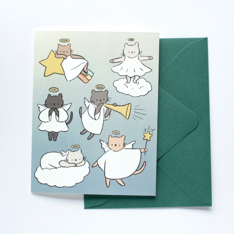 Cat Angels- Greeting Card - 卡片/明信片 - 紙 藍色
