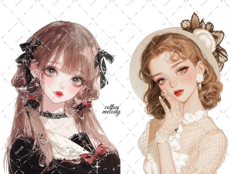 original sticker no.5853 人物ステッカー オリジナルステッカー 人物ステッカー 女の子ステッカー オリジナル人物ステッカー - 貼紙 - 紙 