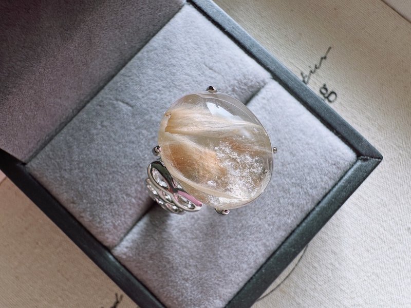 粉兔毛・幽靈共生水晶銀戒 - 戒指 - 水晶 